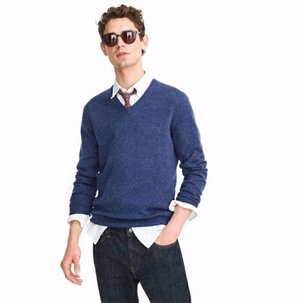 Take 50% OFF- J. CREW Blue V-neck Men’s Sweater, Size-L